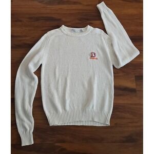 Vintage Logo 7 Denver Broncos Knit Sweater Creamy White XL Retro NFL Embroidered